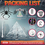 Decoración de luces de telaraña de Halloween + 2 arañas saltadoras