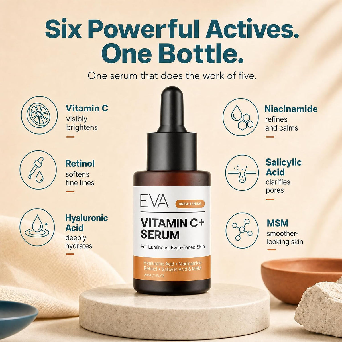 Suero de vitamina C Plus, 2 % retinol, 3,5 % niacinamida, 5 % ácido...