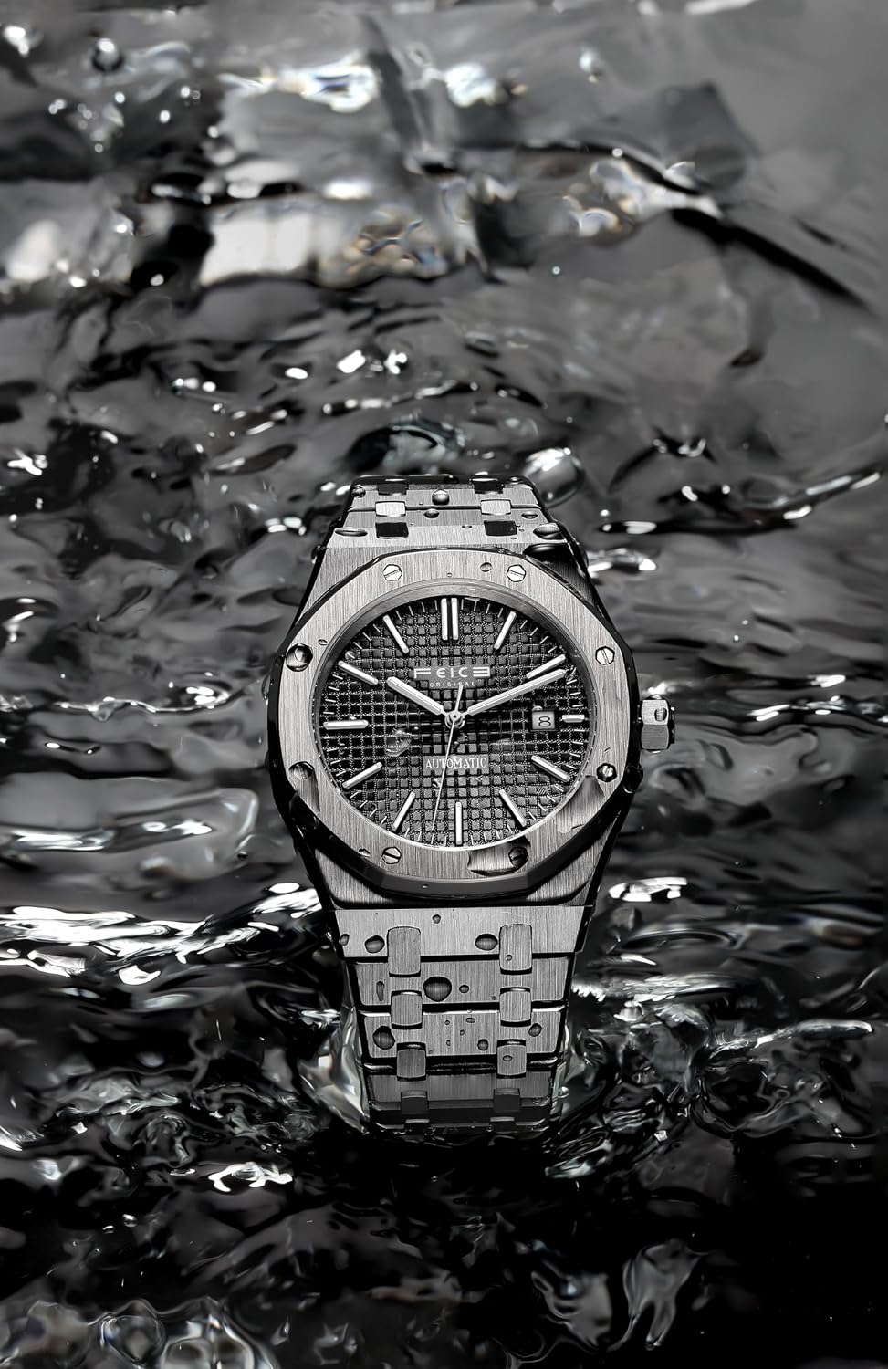 FEICE Reloj automático para hombres, reloj mecánico luminoso impermeable