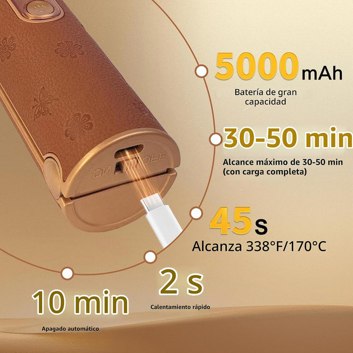 Rizador de pelo inalámbrico 2 en 1, recargable USB-C de 5000 mAh, p...