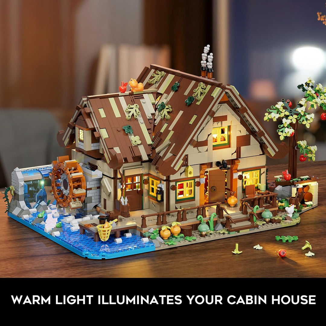 Juego de construcción de cabaña de madera con luz 2570
