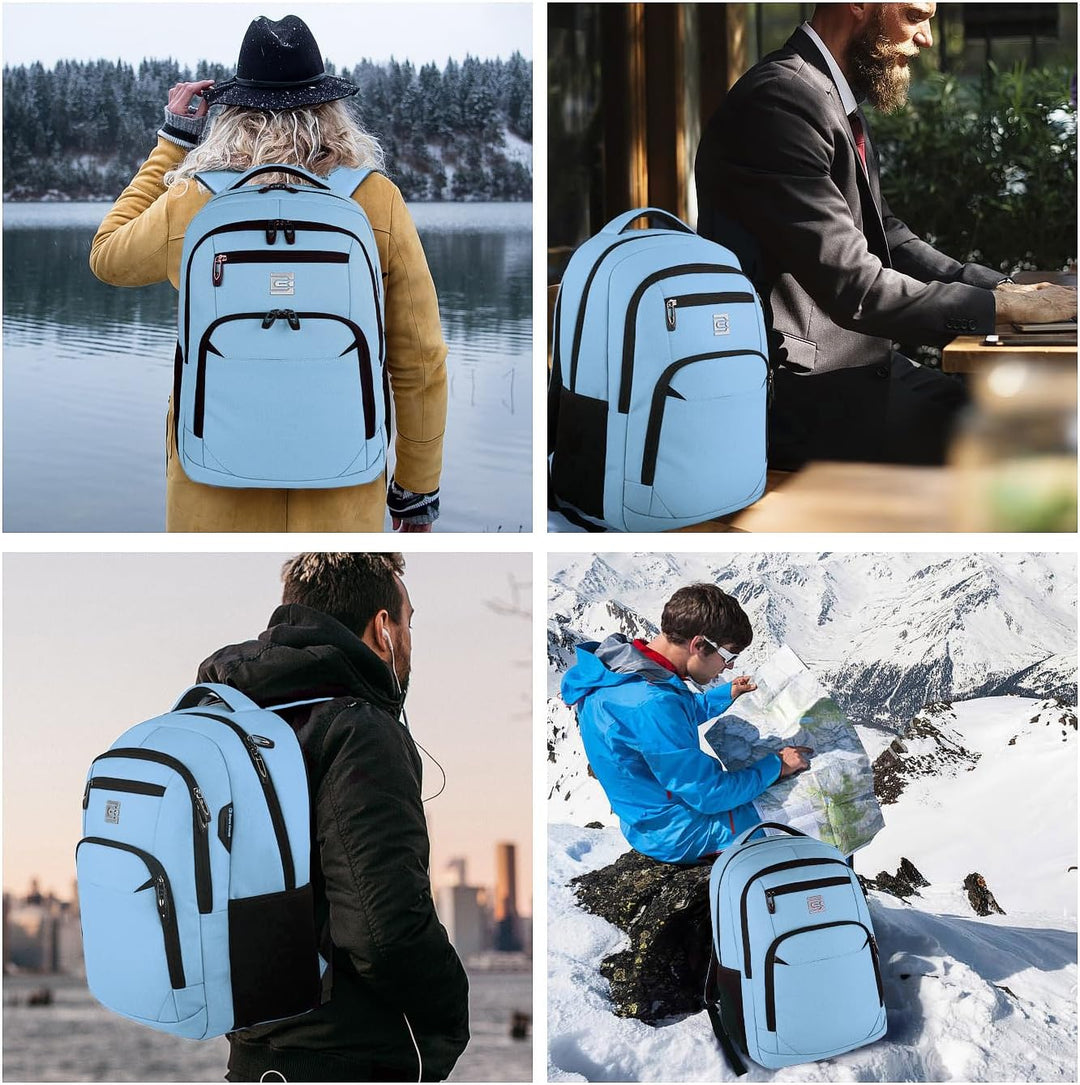 Mochila para Laptop Volher, Azul pálido, 15,6 pulg., Computadora po...