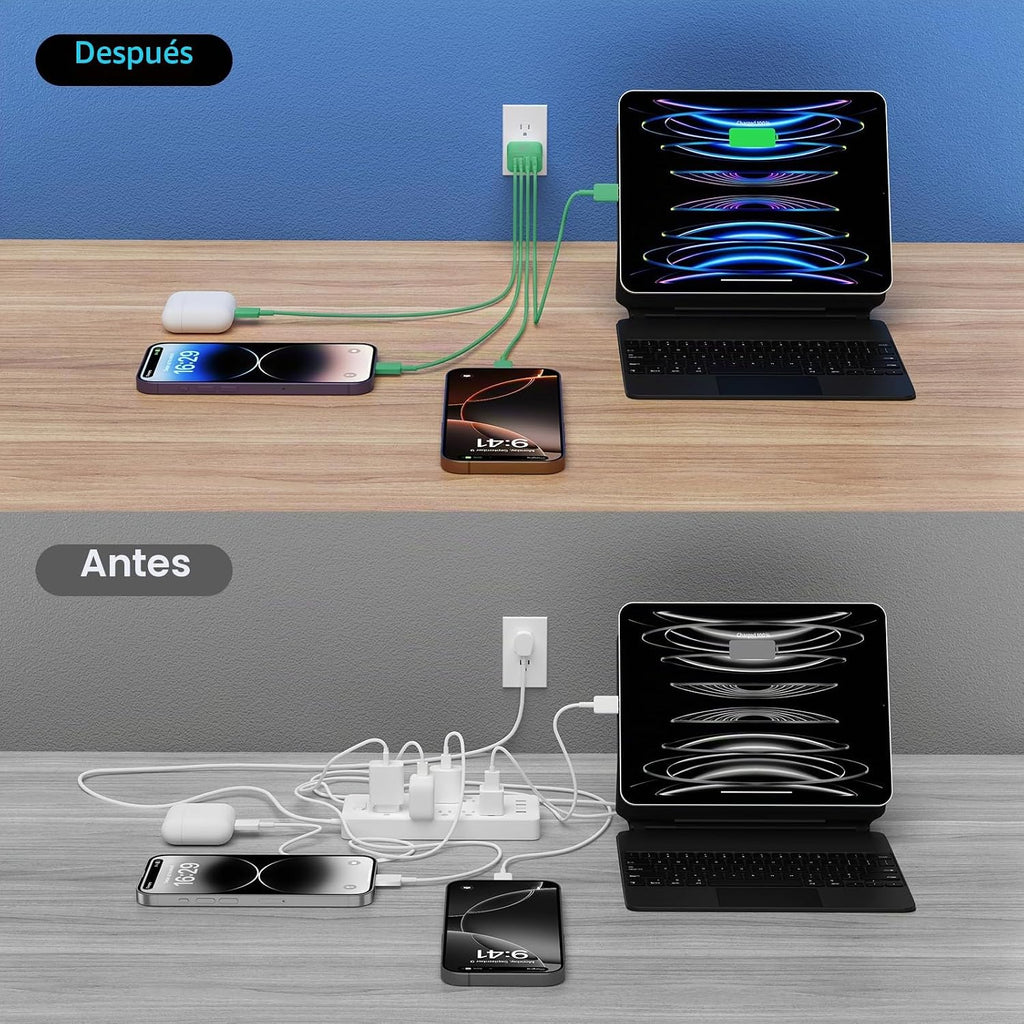 Bloque de carga USB C, paquete de 2 cubos de carga rápida de teléfono de 40 W, 4 puertos tipo C, enchufe de pared PD + QC 3.0 USB A, cabezal de carga, caja de ladrillo de alimentación para iPhone 16