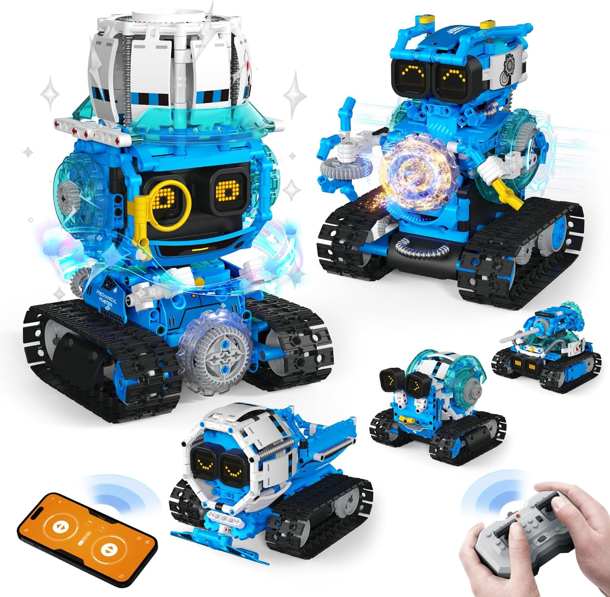 Opmind 5-en-1 STEM RC Robot Building kit, 494Pcs App Coding, Boys Age 8-13