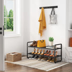 Estante metálico expandible para zapatero/closet, entrada y garaje, 2 niveles, negro