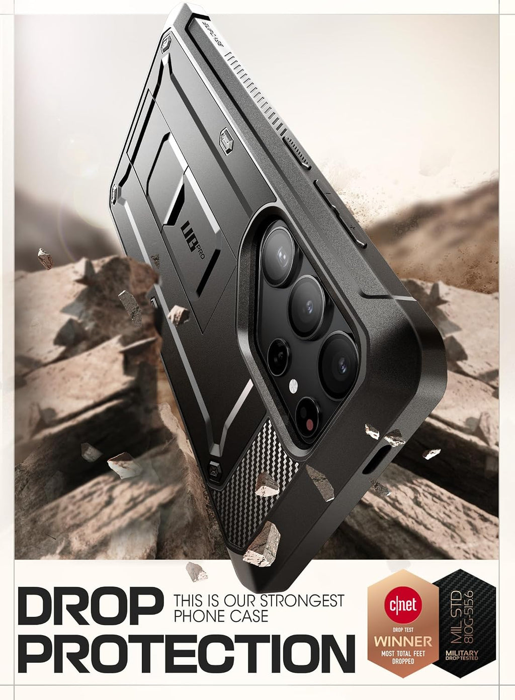 SUPCASE Funda para Samsung Galaxy S24 Ultra con soporte, [Unicorn Beetle Pro] [2 marcos frontales] [Protector de pantalla integrado y clip para cinturón] Funda de protección de grado militar para