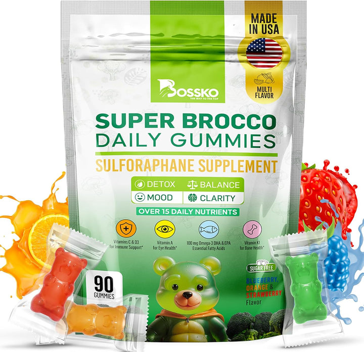 Bossko - Gomitas de sulforafano con omega-3, extracto de brote de b...
