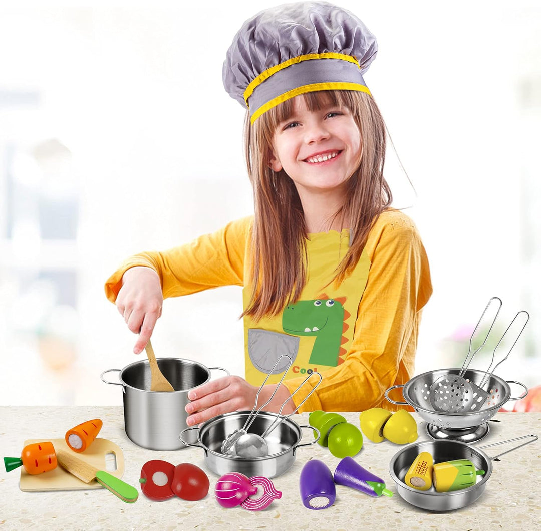 Sundaymot Accesorios de Juguete de Cocina, Alimentos de Madera, Jue...