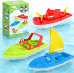Flota de botes de juguete para niños pequeños, botes acuáticos flotantes para piscina, baño y playa, juego de botes coloridos para niños de 3 a 5 años