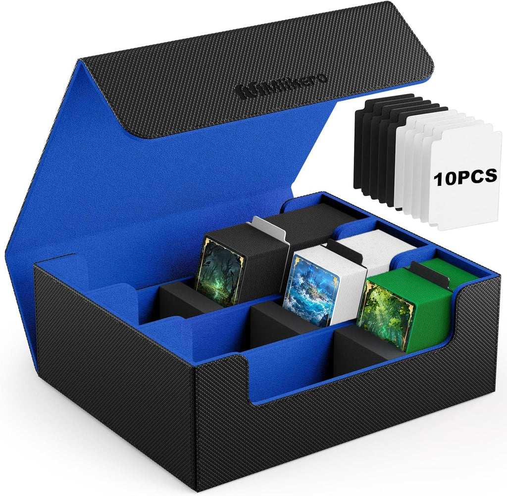Mlikero Caja de almacenamiento de tarjetas coleccionables, almacenamiento de tarjetas a granel para más de 1800 tarjetas con funda, organizador de tarjetas de cierre magnético de piel sintética con 10
