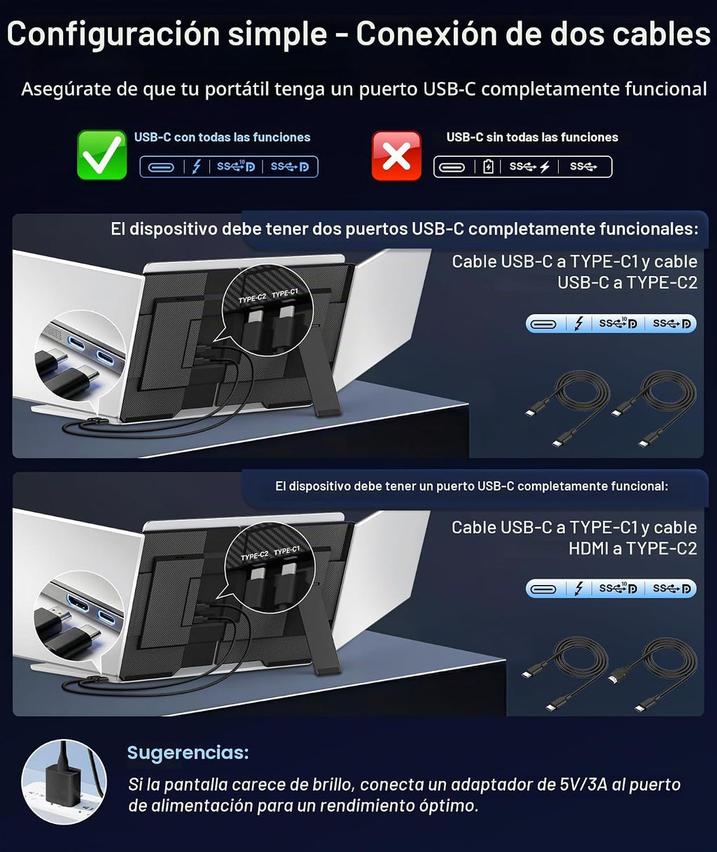 Ozirex Extensor de pantalla para laptop de 15.6 pulgadas, monitor p...