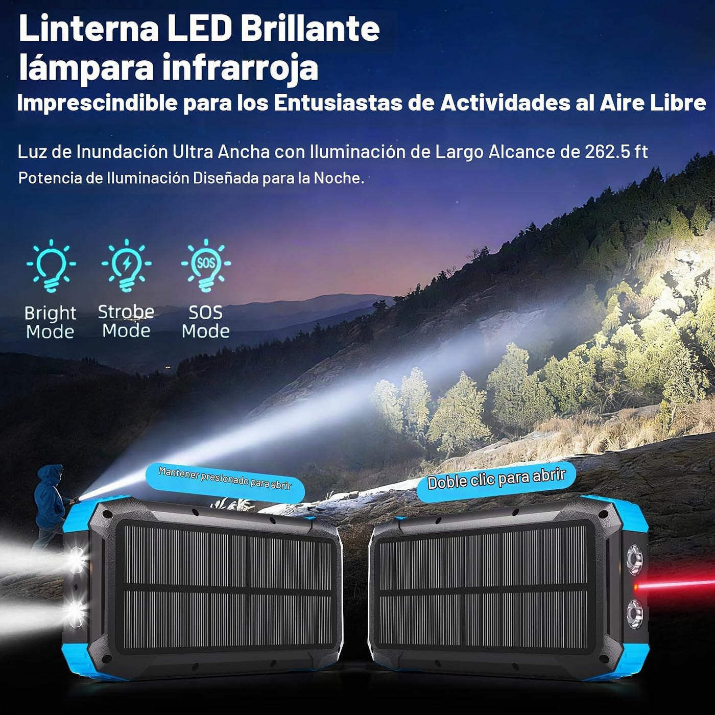Banco de energía solar de 49800 mAh con manivela y 4 cables, cargad...