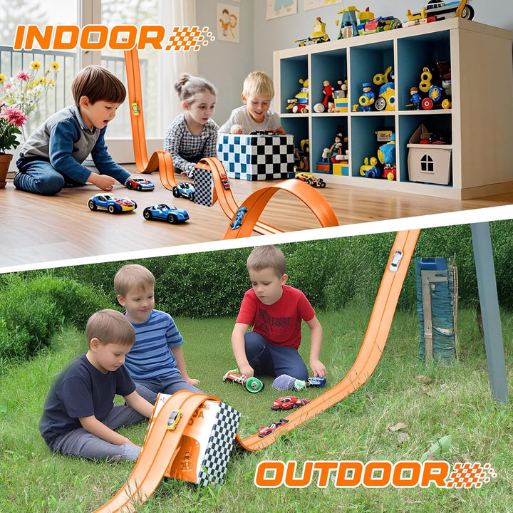 Flexible Race Car Track - Juego de iniciación de 15 pies con ventos...