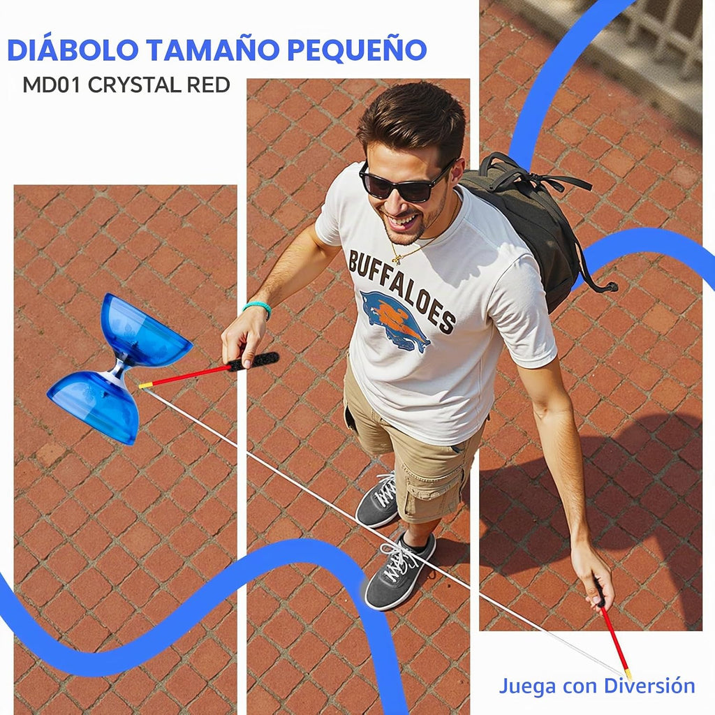 MAGICYOYO - Yoyo Diábolo de 4 pulgadas para niños con rodamiento triple profesional, color azul