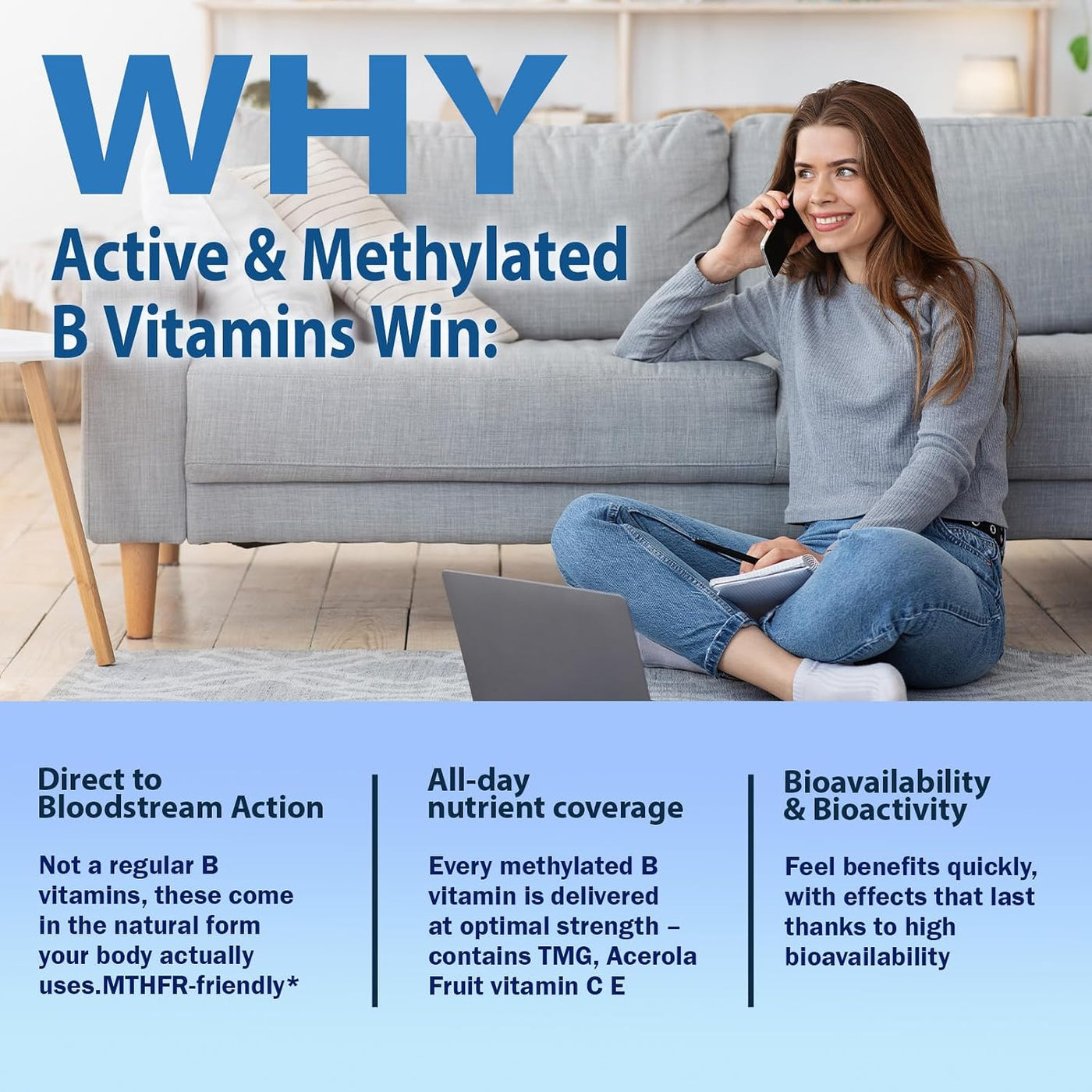 2 paquetes de complejo de vitamina B metilado con riboflavina y fol...
