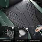 Juego completo de fundas de cuero para asientos delanteros y traseros de automóvil, impermeables, cobertura completa, protector de asiento de automóvil, ajuste universal para la mayoría de automóviles, SUV, camiones, negro y verde
