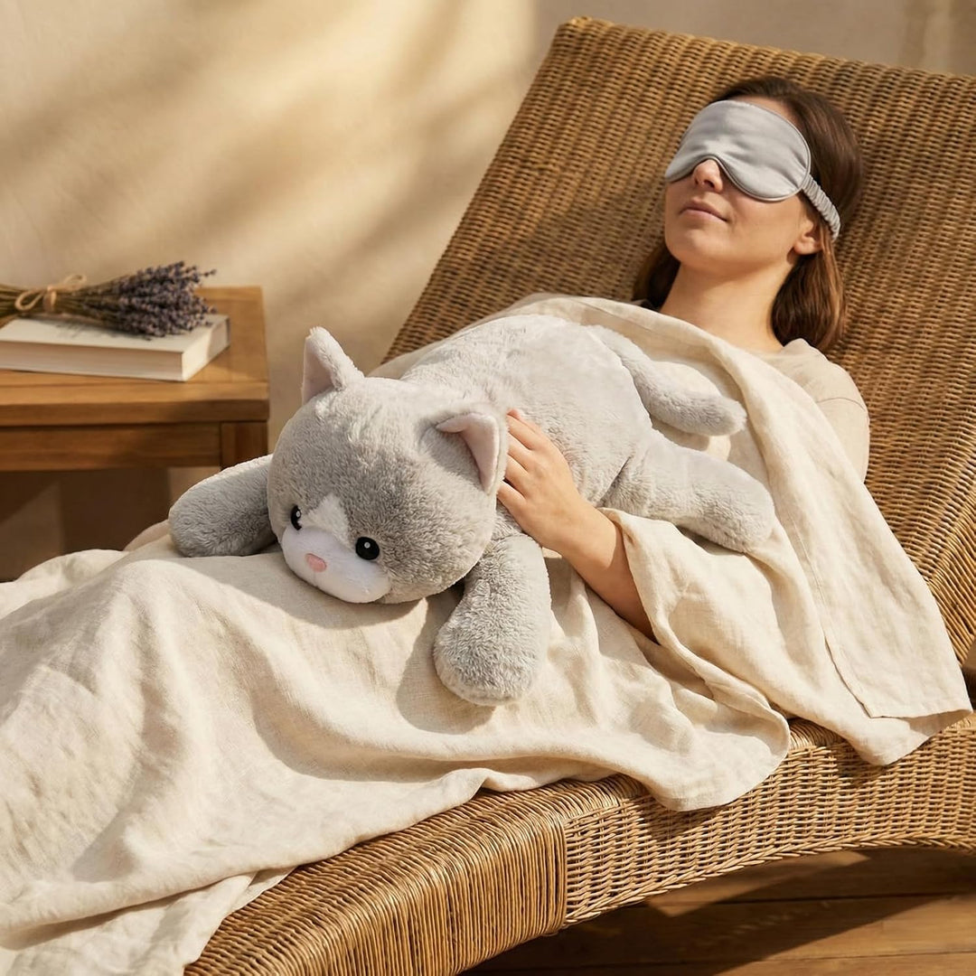 WEIGEDU Animal de Peluche de Gato con Peso con Ojos Bordados y Paqu...