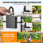 hygger Filtro de acuario silencioso para colgar en la parte posterior, filtro de tanque de peces pequeño de 5 a 30 galones con barra rociadora de superficie, 3 almohadillas de hilo dental, flujo ajustable, fácil cambio de agua 132 GPH