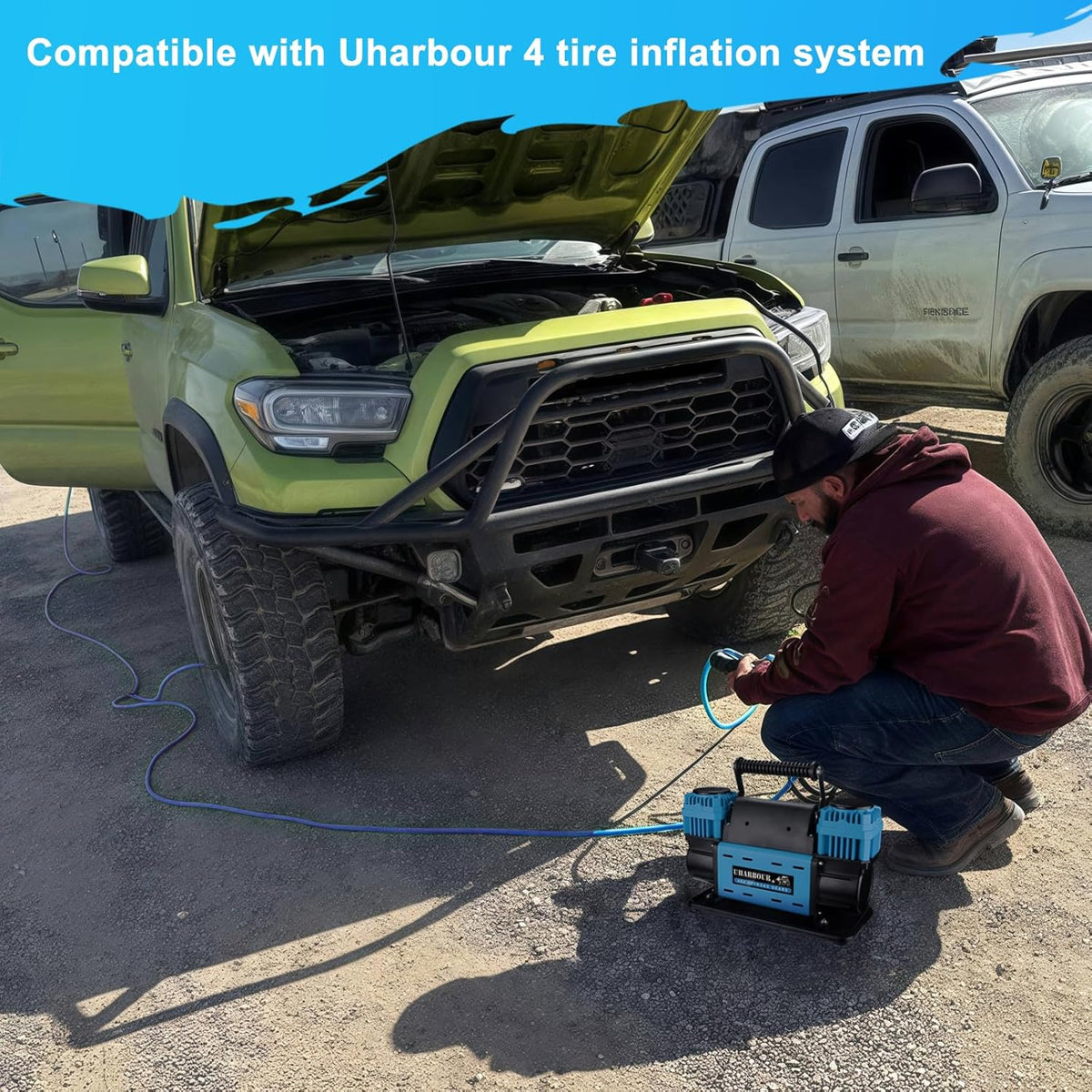 Uharbour Compresor de aire todoterreno de 12V de doble compresor co...