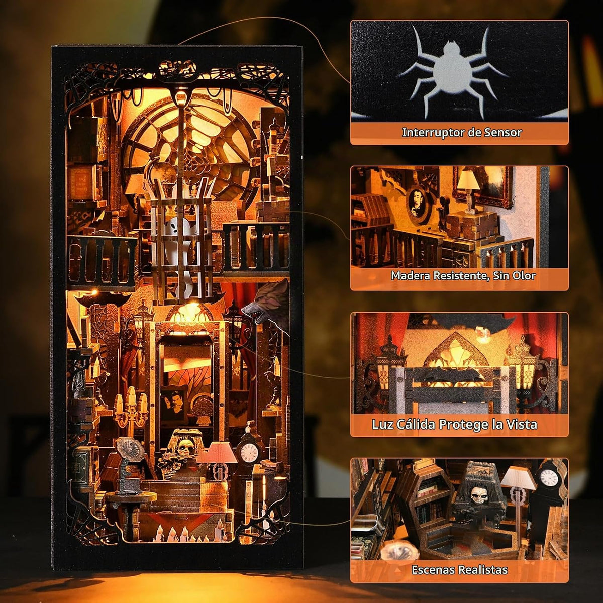 Kit de rincón de libros, casa de muñecas en miniatura, rompecabezas 3D para adultos