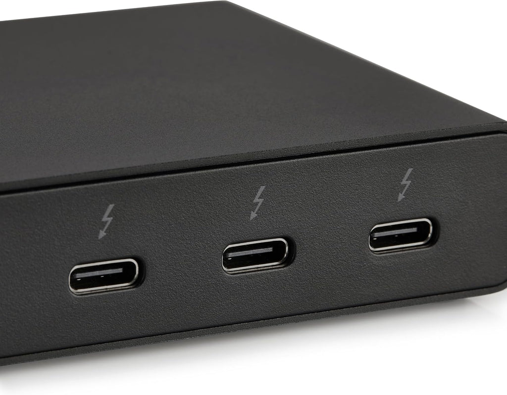 Amazon Basics Estación de acoplamiento Thunderbolt 4, soporte de pantalla dual 4K a 60Hz, entrega de energía de 85 W, 3 veces TBT4 descendente, 1 USB A 3.1, compatible con Mac/Windows, negro