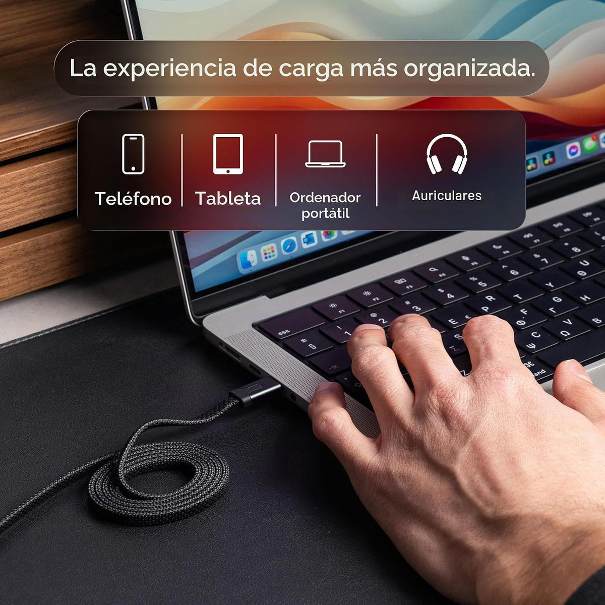 Statik MagStack Slim Pro Cable magnético de carga plano USB-C a USB-C, 100W