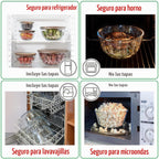 Juego de 5 cuencos de vidrio apilables grandes con tapas de