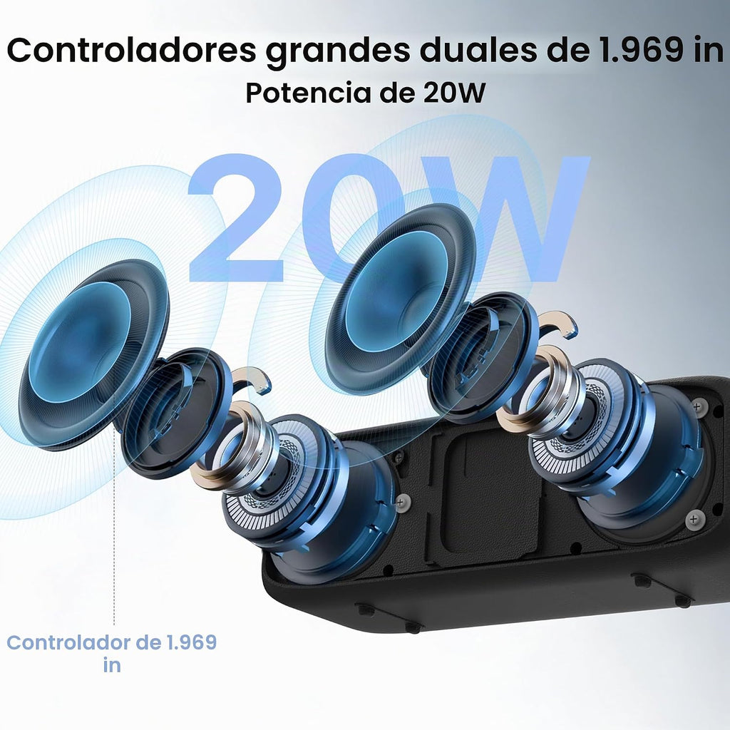 JUOVI Altavoz Bluetooth IP68 Soporte impermeable TF tarjeta, entrada AUX