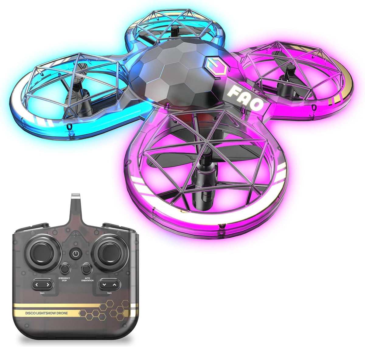 FAO Schwarz Disco Lightshow RC Drone para niños, volante de acrobacias con