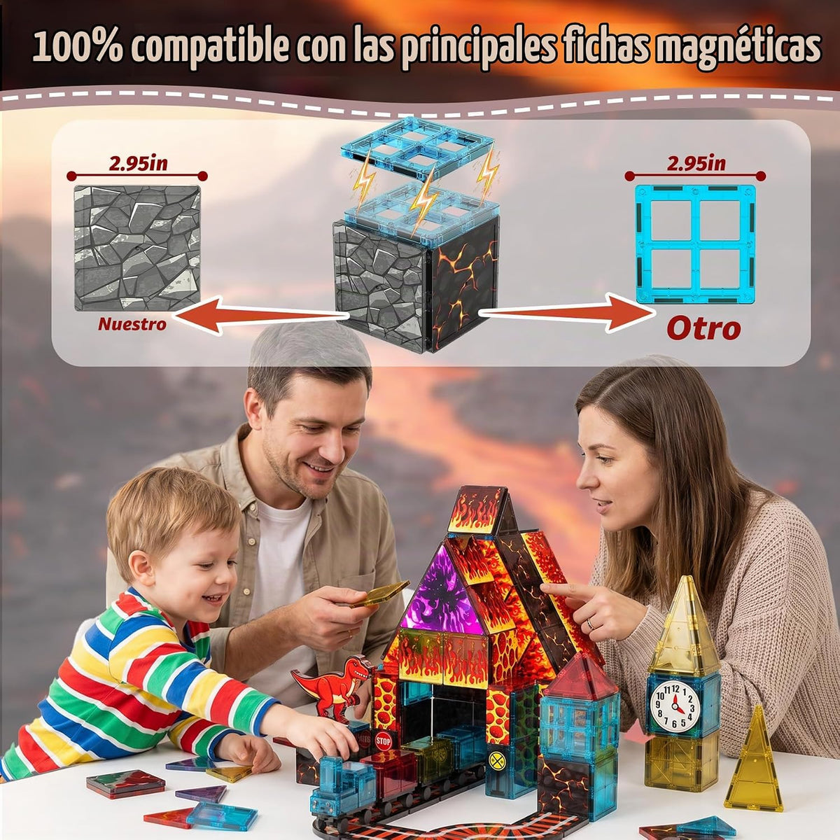 Azulejos magnéticos para niños de 4 a 8 años con coche de retroceso