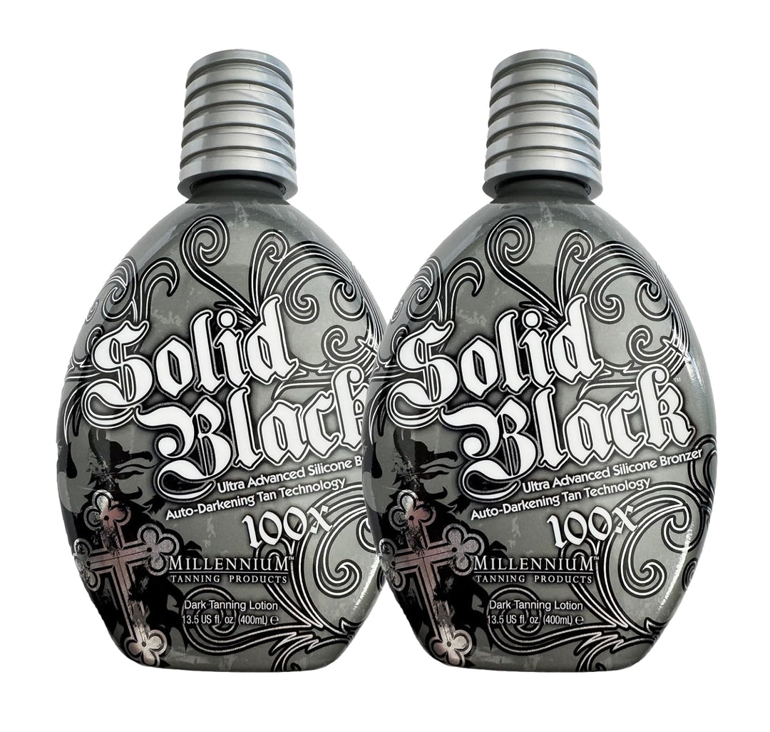 2 PACK Millennium Tanning SOLID BLACK 100X Loción bronceadora de br...