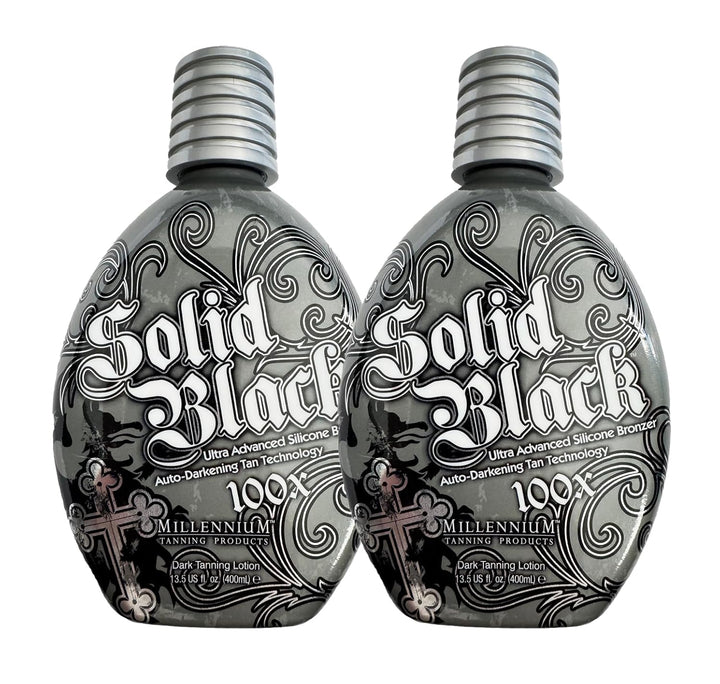 2 PACK Millennium Tanning SOLID BLACK 100X Loción bronceadora de br...