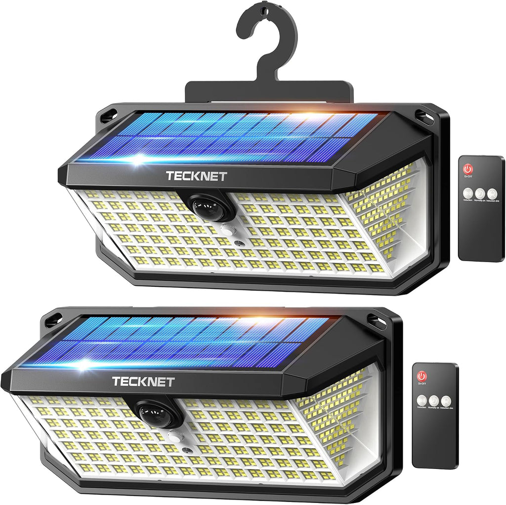 TECKNET 546 luces LED con sensor de movimiento para exteriores con gancho