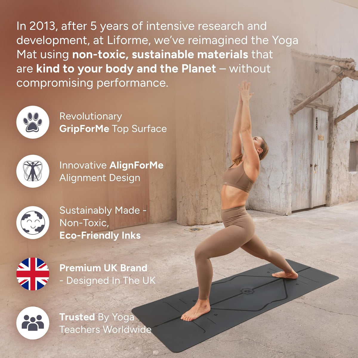 Liforme Esterilla de yoga clásica: diseño de alineación patentado, agarre