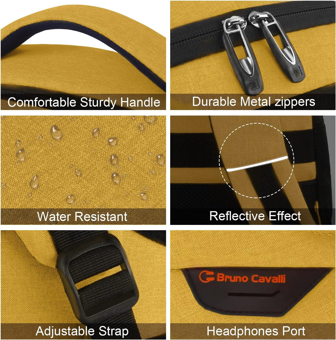 Volher Mochila para laptop, Amarillo, 15,6 pulg., Computadora portátil