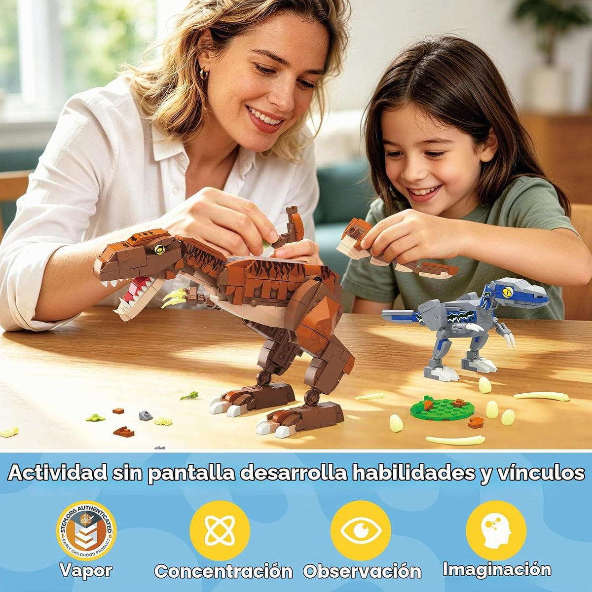 Wise Block - Juego de construcción 2 en 1 T-Rex y elefante para niños, 826
