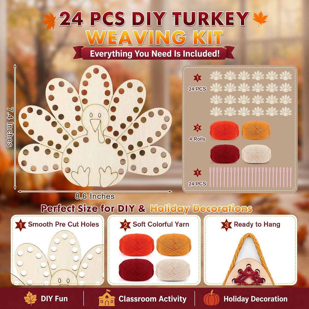 Kathfly Paquete de 24 piezas de 4 pulgadas de madera de pavo para