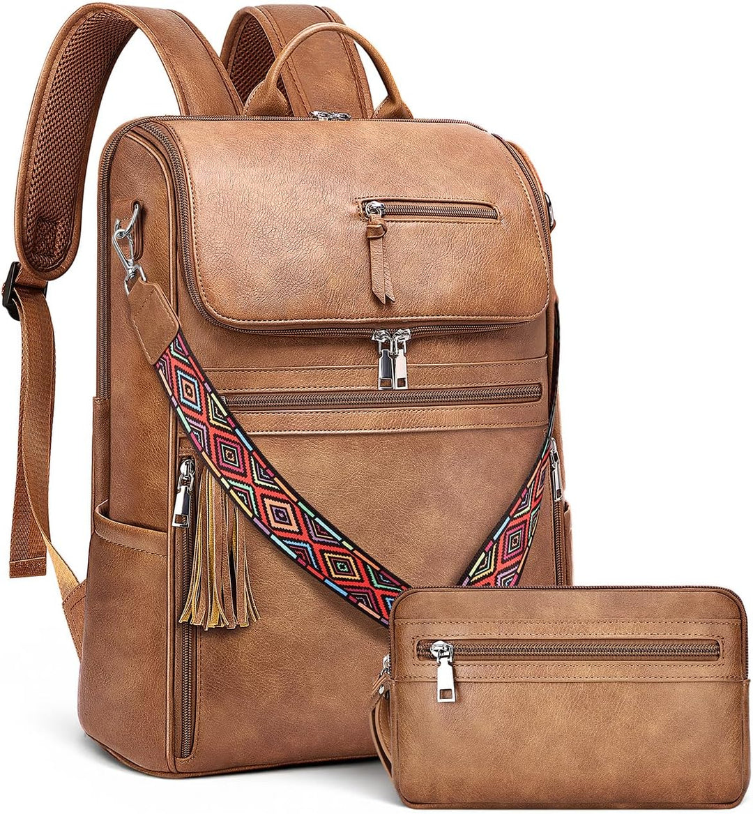 SYTRAH - Mochila de cuero para laptop para mujer, bolso de laptop d...
