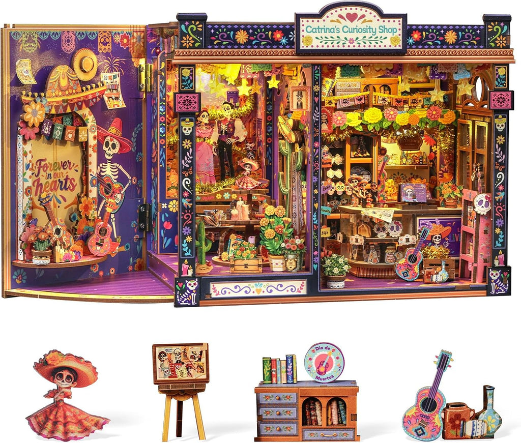 CUTEBEE Kit de rincón de libros, kit de casa en miniatura del Día de los