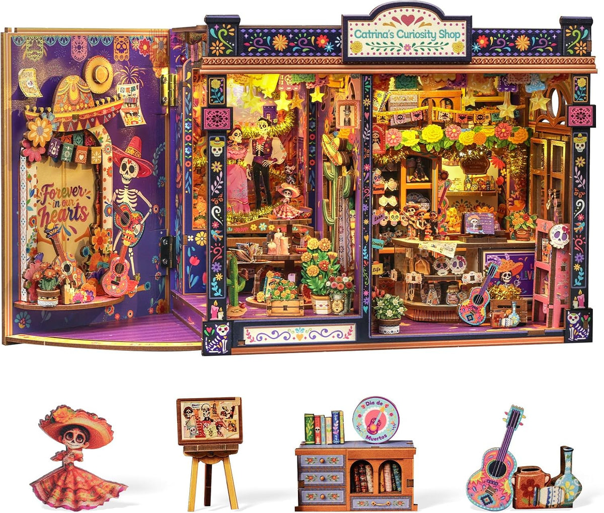 CUTEBEE Kit de rincón de libros, kit de casa en miniatura del Día de los