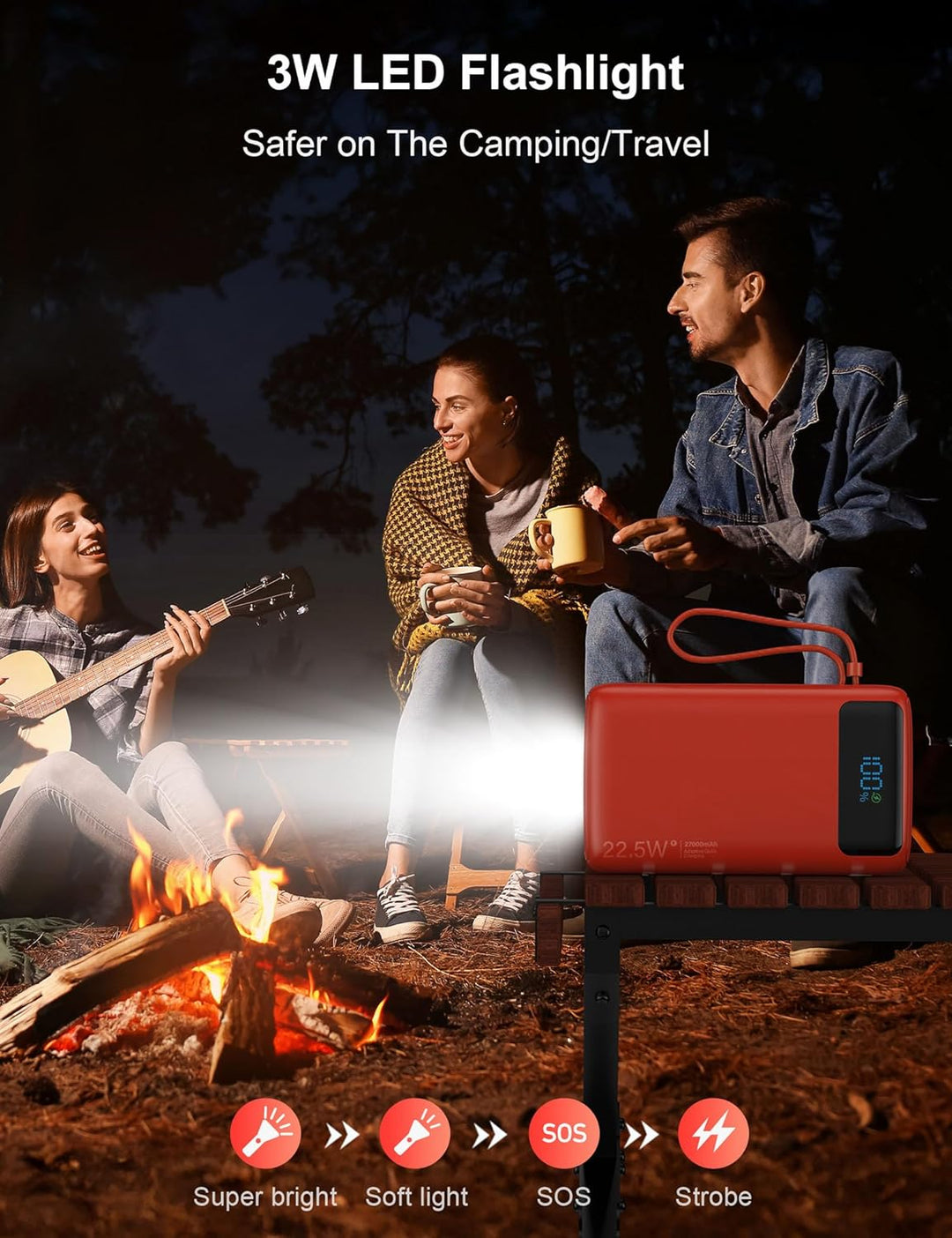 Cargador portátil, 27000 mAh 22.5 W, cargador de batería de carga r...