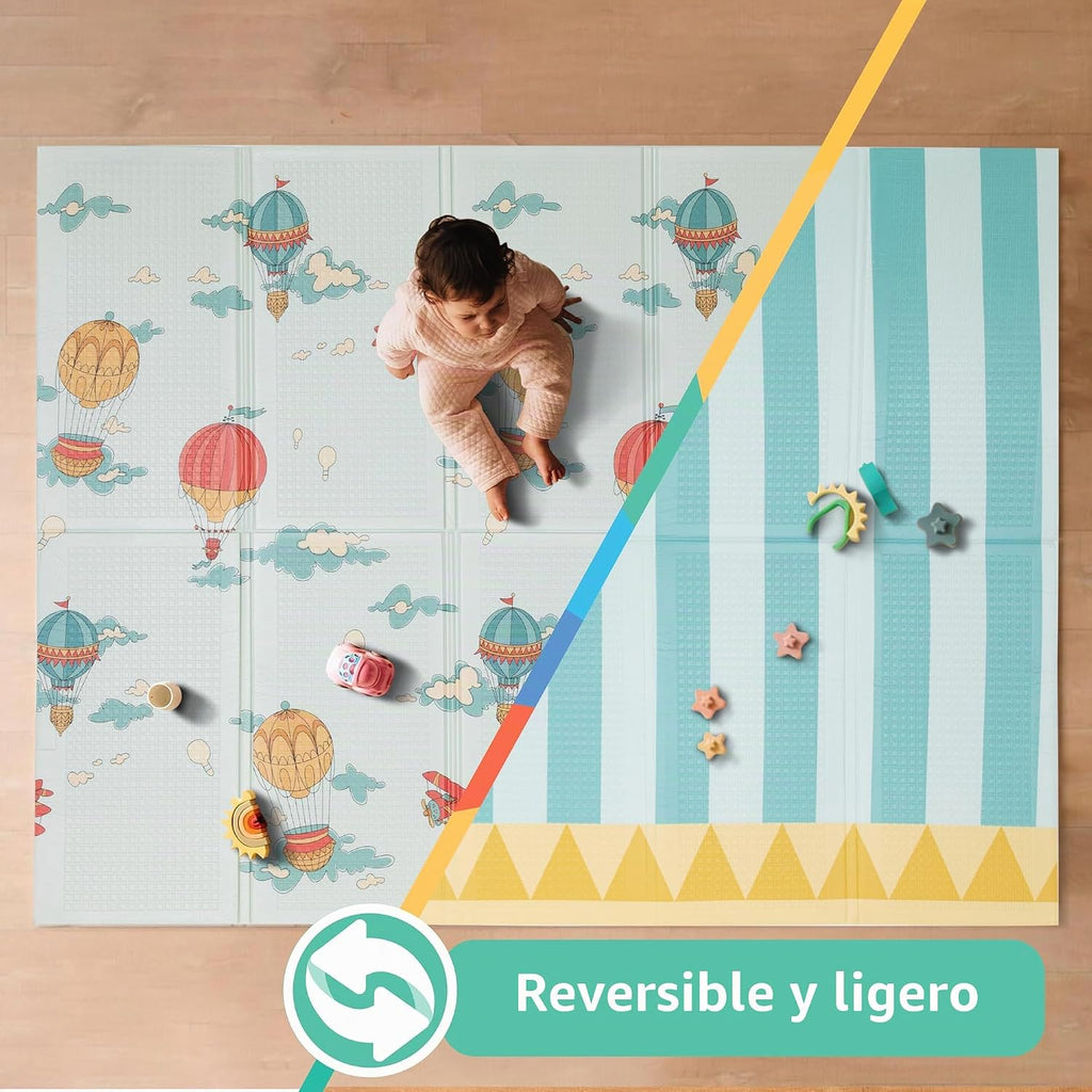 Nuby Alfombra de juego plegable reversible para bebé, 77 pulgadas x 58