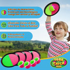 YoYa Toys Juego de juguetes de pelota para lanzar y atrapar, 4 paletas y 4 bolas adhesivas, divertidos juegos al aire libre para niños, actividades al aire libre para patio trasero, playa, parque, campamento, regalo para niños y niñas de 4, 5, 6, 7, 8, 9