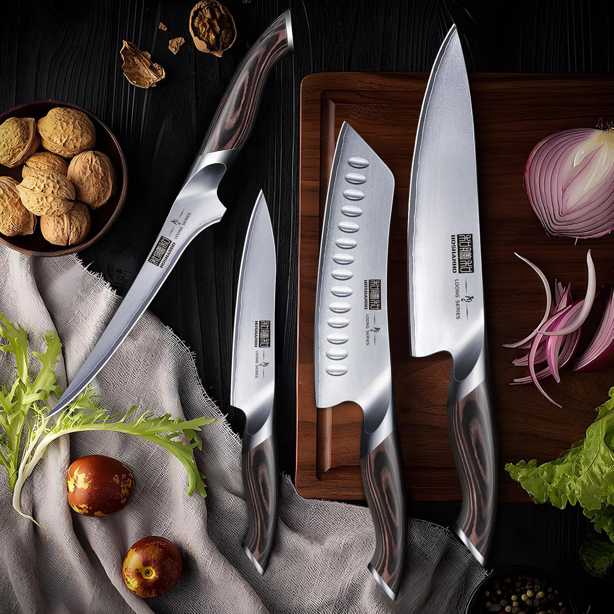 HOSHANHO Juego de cuchillos de cocina japoneses ultra afilados con bloque