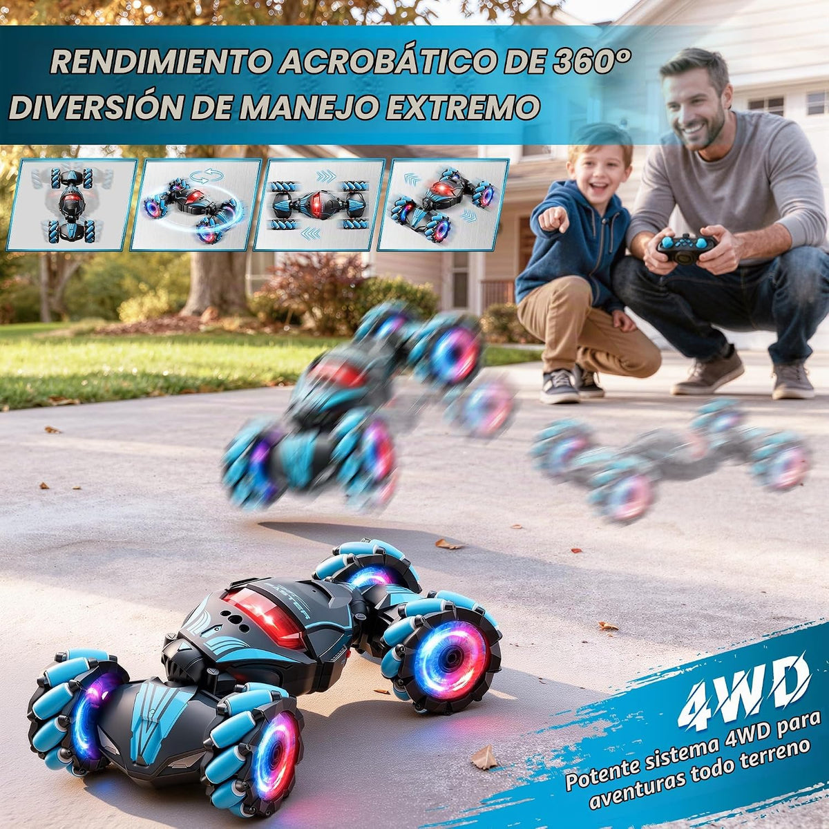 Auto de acrobacias RC con detección de gestos, auto giratorio controlado a
