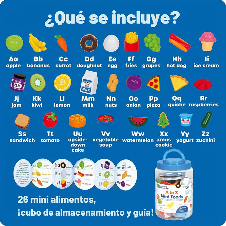 Learning Resources Mini alimentos de la A a la Z, accesorios de coc...