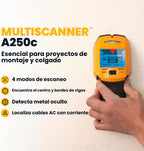 Zircon® MultiScanner™ A250c Buscador de pernos para madera y metal, pantalla mejorada