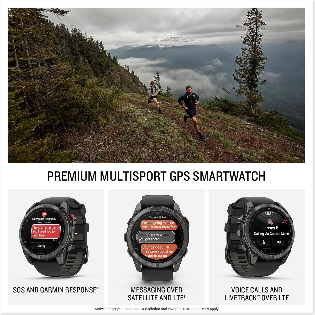 Garmin Fenix 8 Pro 2.008 in, tecnología inReach, pantalla AMOLED, reloj inteligente GPS multideportivo, zafiro, gris carbón DLC titanio con banda de silicona negro/gris guijarro gris rastreador de