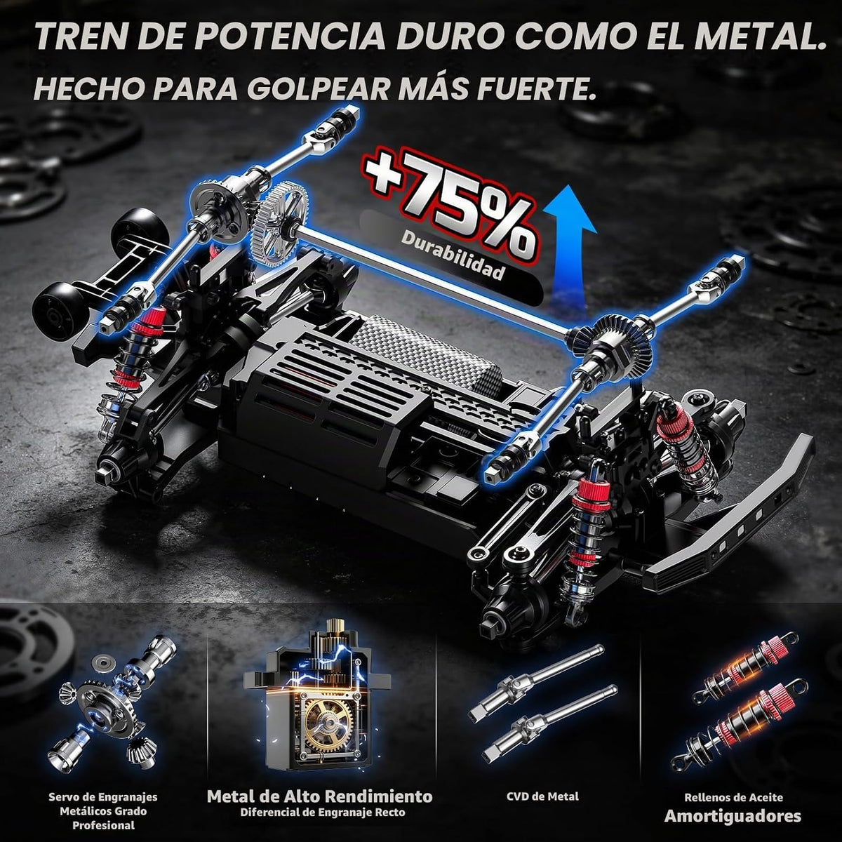 DEERC 9312E Coche RC de escala 1/18, rápido, 42+ KPH, 4WD Off Road, control remoto