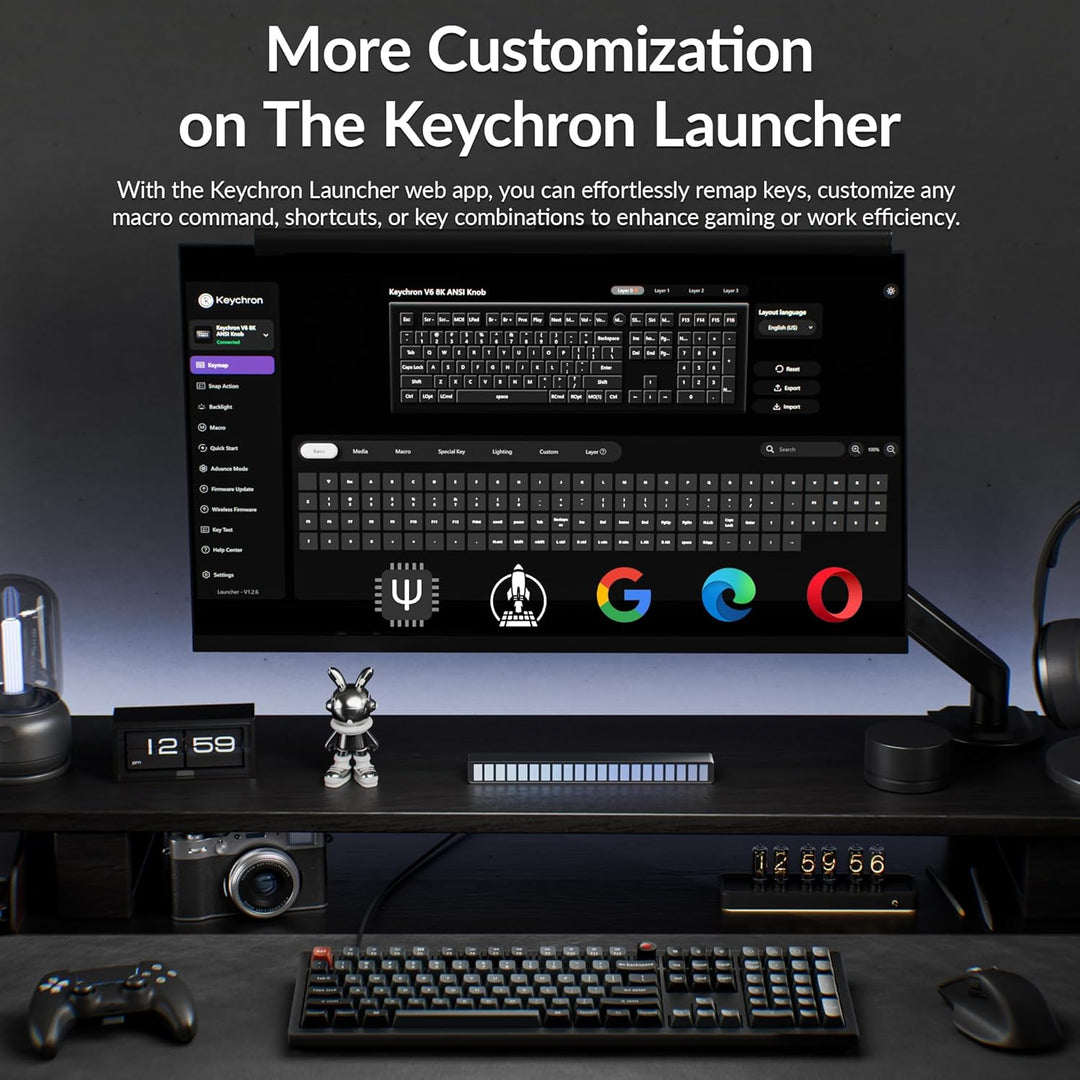 Keychron V6 - Teclado mecánico con cable de tamaño completo 8K con...